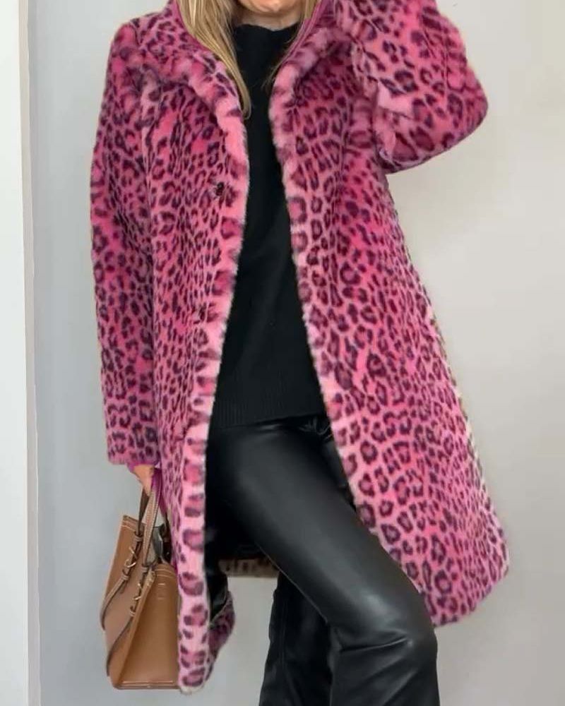 Damen Leopardenjacke in Rosa mit offenem Schnitt