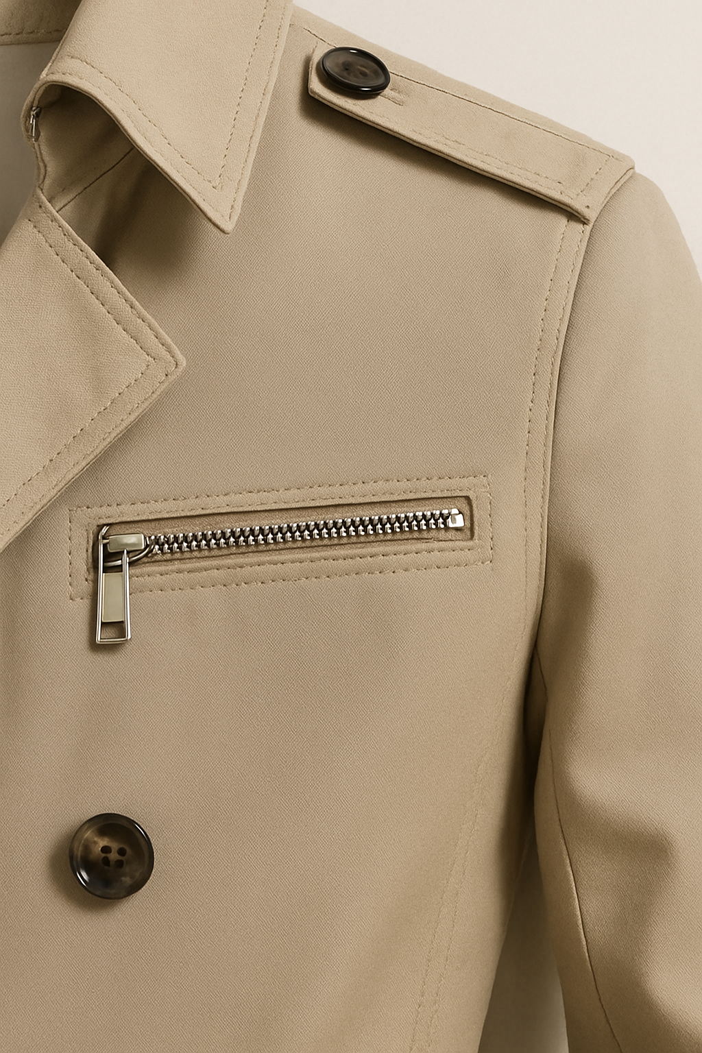 Herren Trenchcoat in Beige mit klassischem Reverskragen und elegantem Schnitt