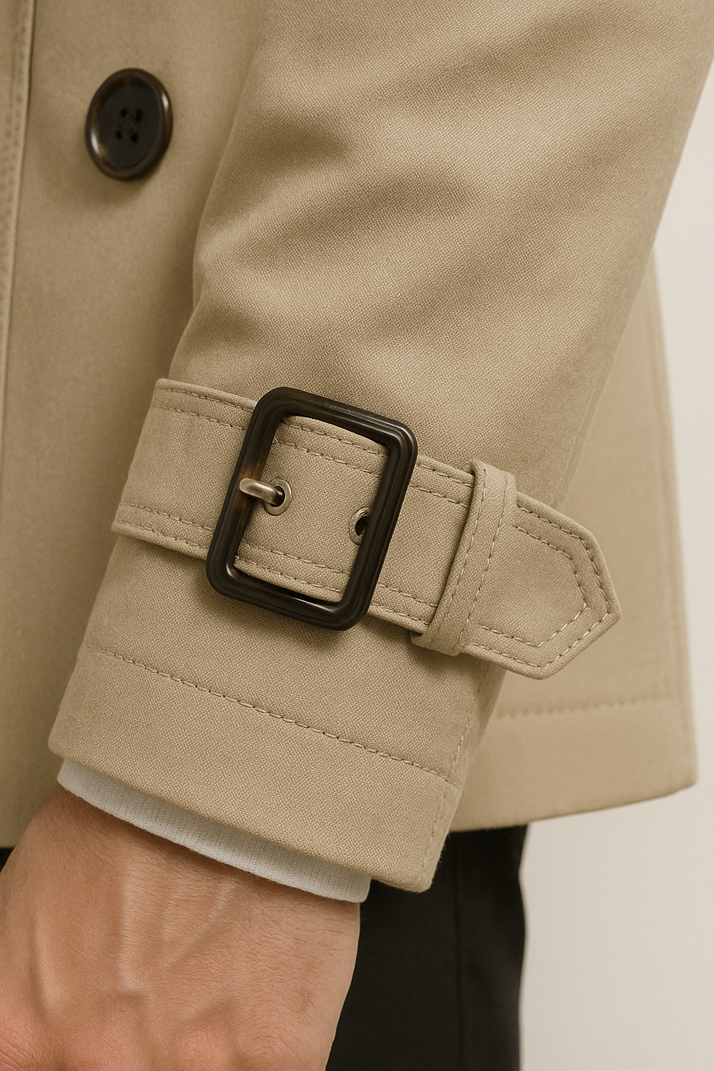 Herren Trenchcoat in Beige mit klassischem Reverskragen und elegantem Schnitt