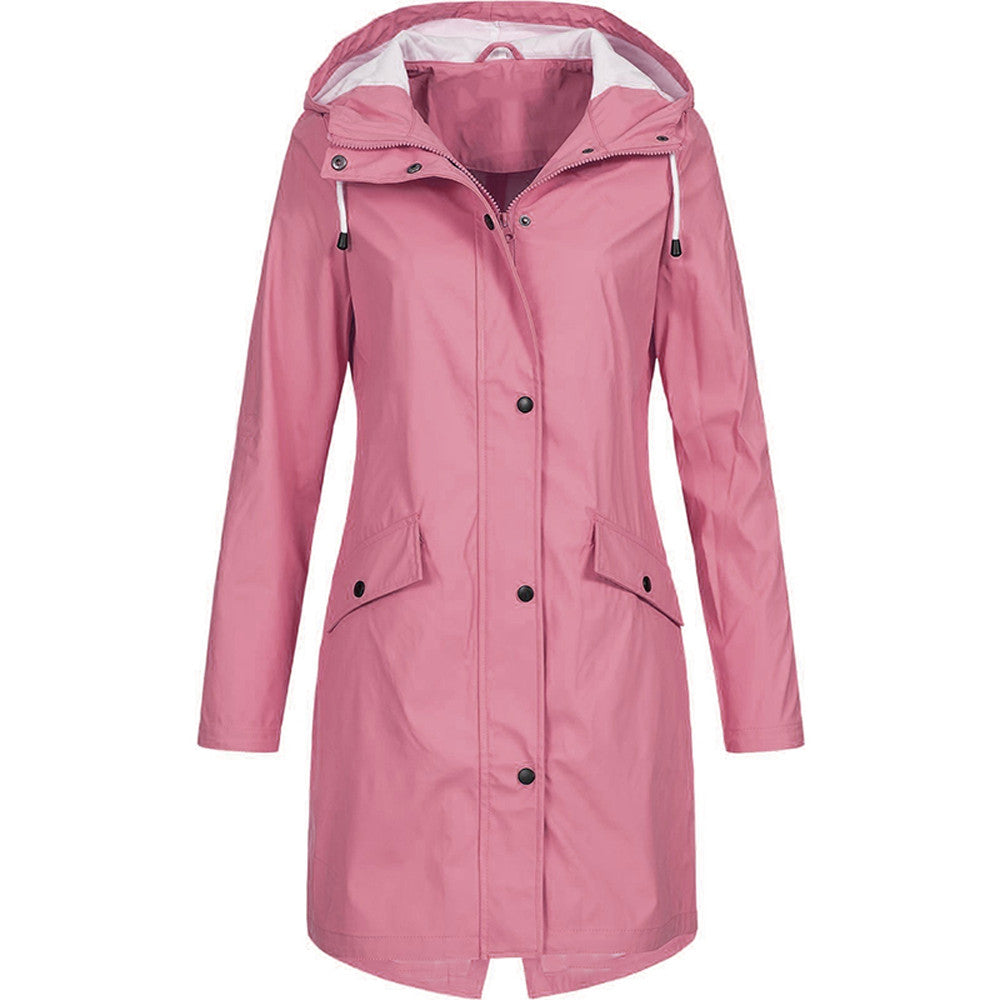 Rosa Damen Regenjacke mit Kapuze, wasserabweisend
