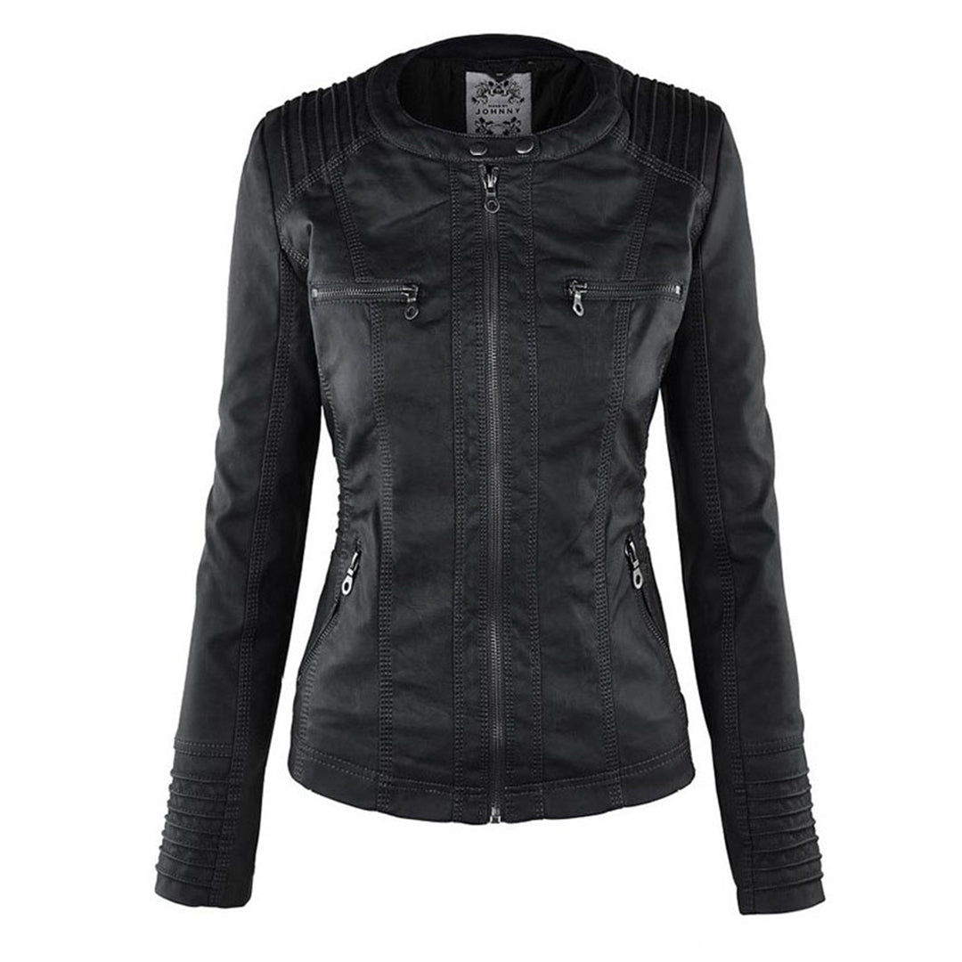 Schwarze Damen Winterjacke mit Kapuze, figurbetonte Passform