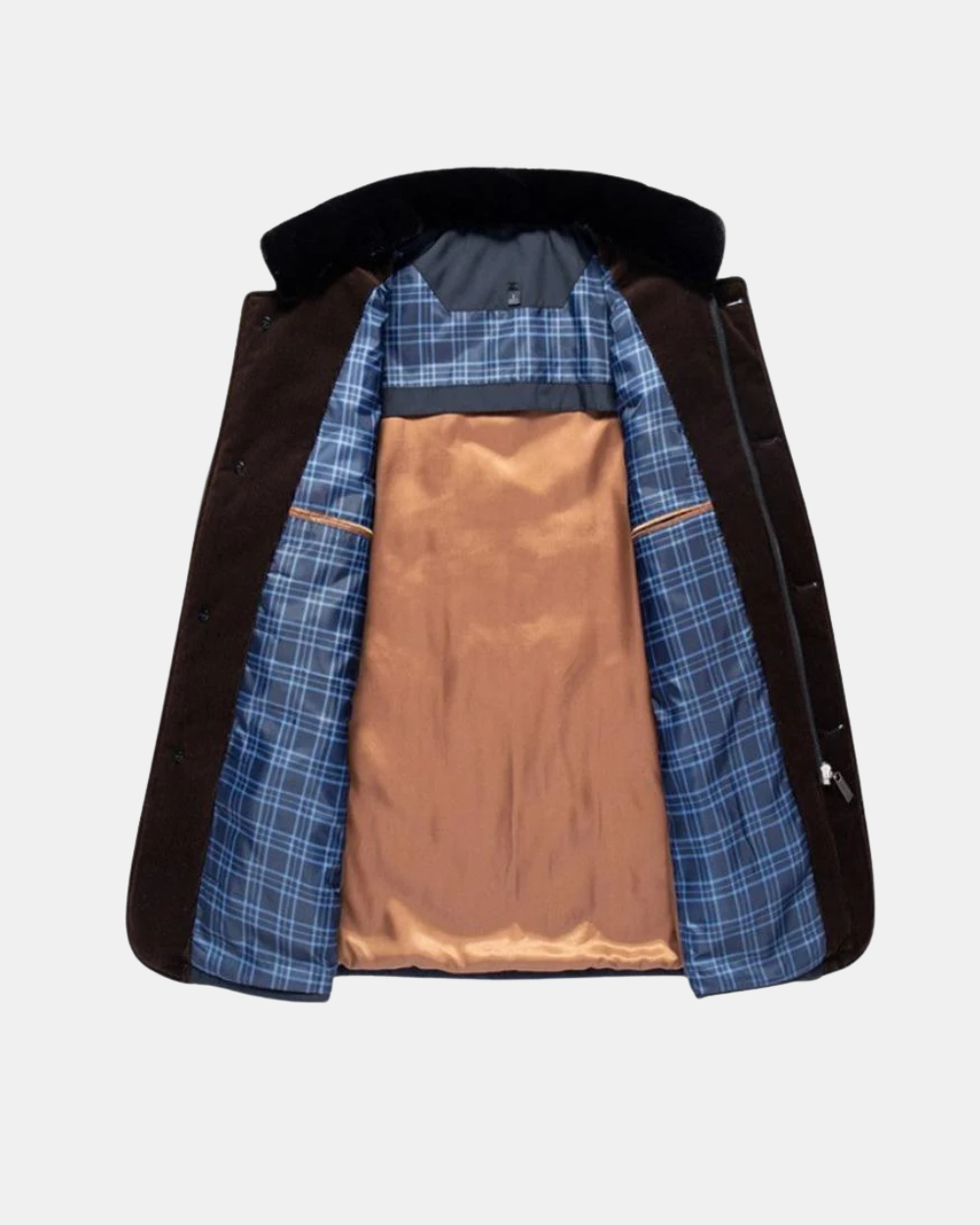 Innenansicht der blauen Herren Businessjacke mit Futter und Verschluss