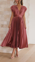 Alina Damen Faltenkleid | Eleganter V-Ausschnitt, Vielseitig 0