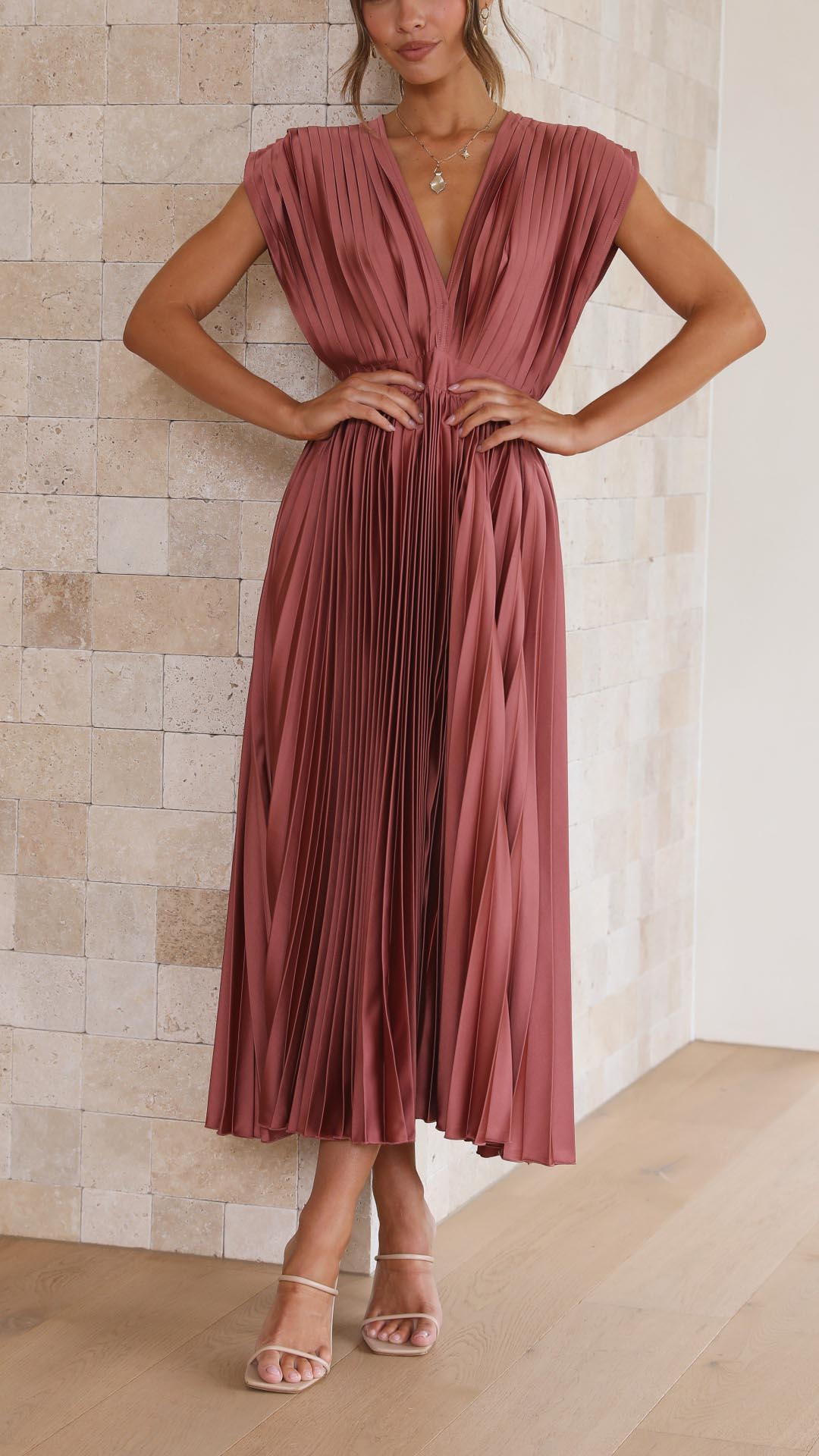 Alina Damen Faltenkleid | Eleganter V-Ausschnitt, Vielseitig 3