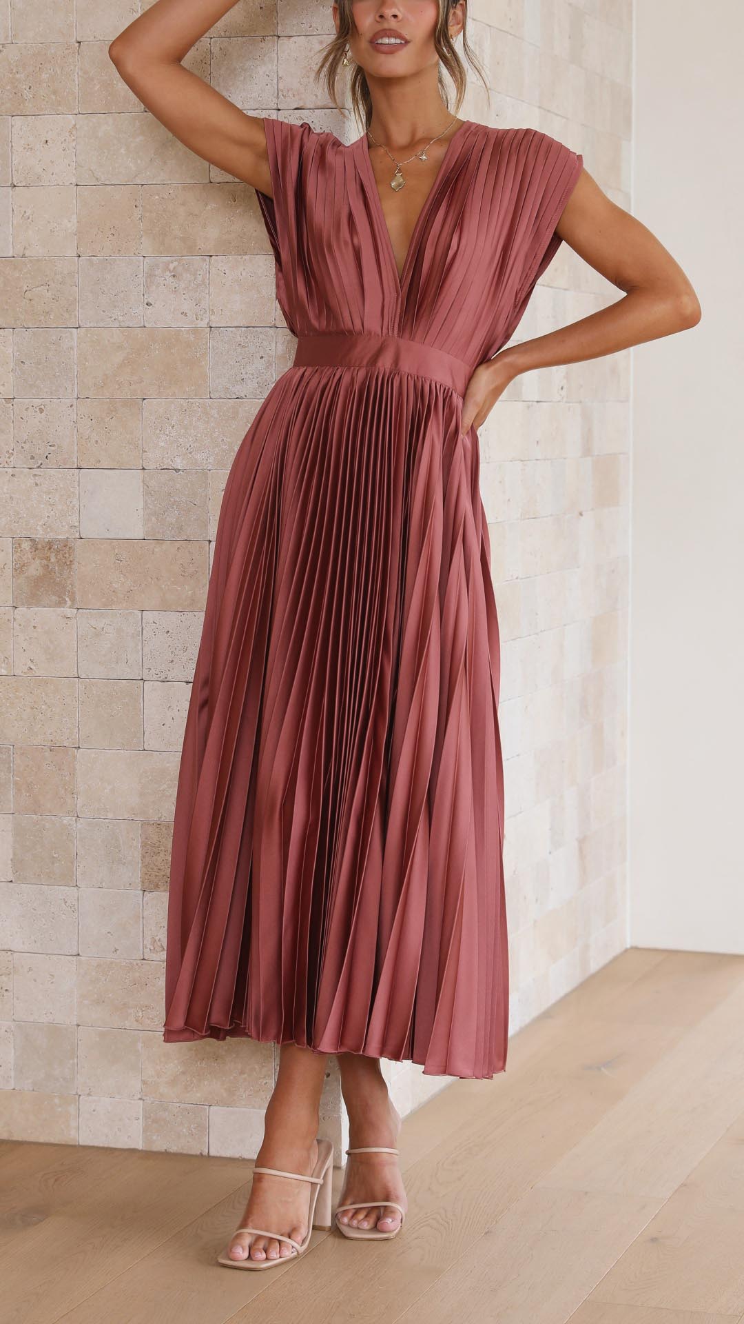 Alina Damen Faltenkleid | Eleganter V-Ausschnitt, Vielseitig 4