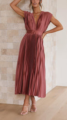 Alina Damen Faltenkleid | Eleganter V-Ausschnitt, Vielseitig 4