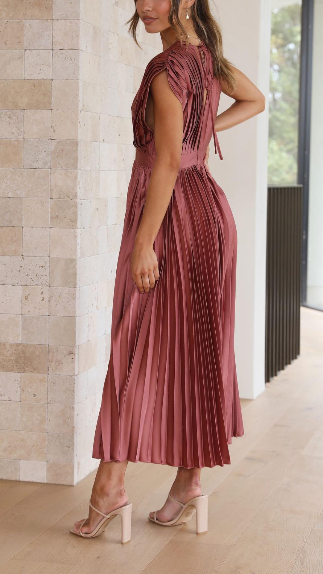 Alina Damen Faltenkleid | Eleganter V-Ausschnitt, Vielseitig 5
