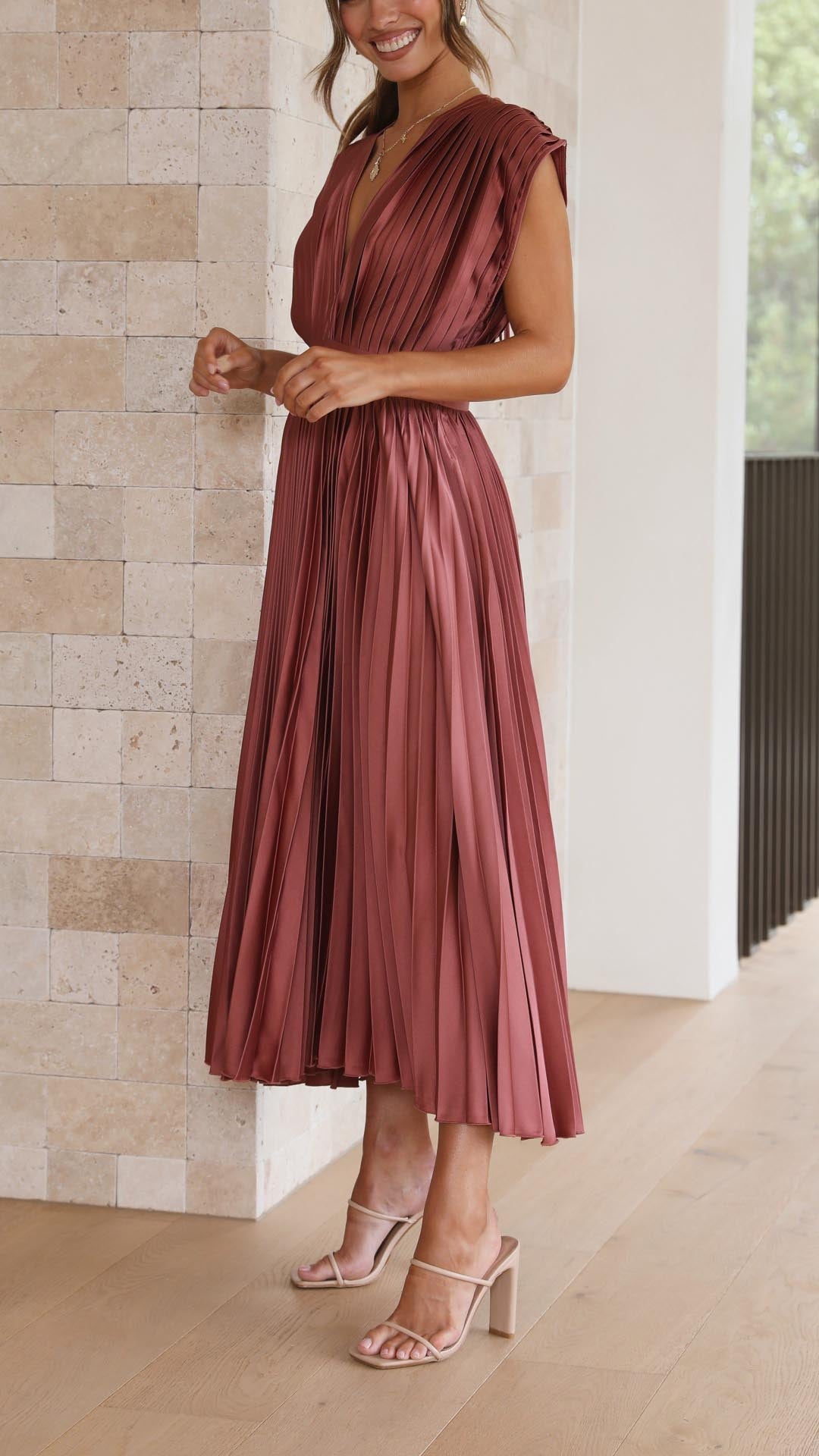 Alina Damen Faltenkleid | Eleganter V-Ausschnitt, Vielseitig 6
