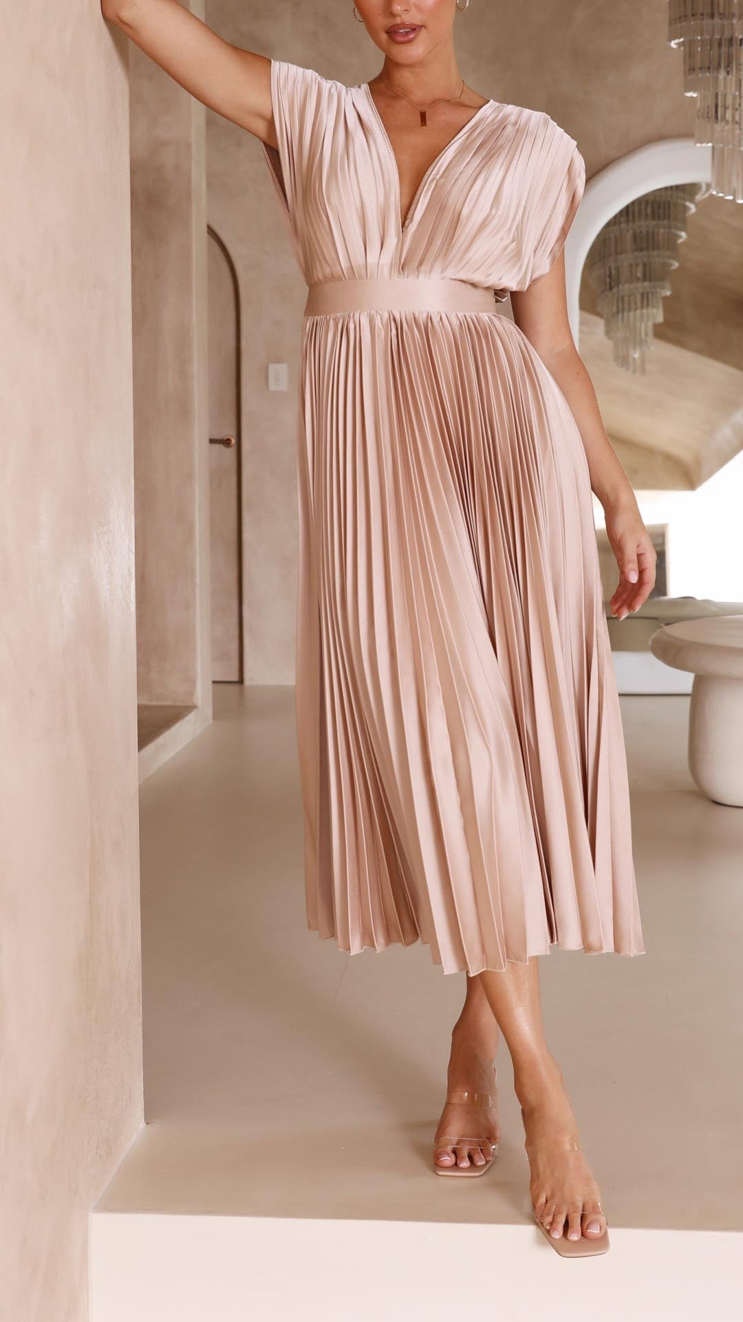 Alina Damen Faltenkleid | Eleganter V-Ausschnitt, Vielseitig 8