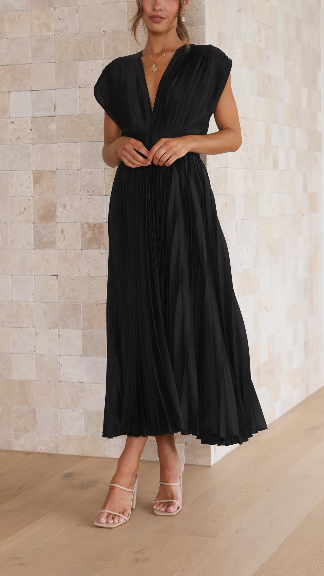 Alina Damen Faltenkleid | Eleganter V-Ausschnitt, Vielseitig 9