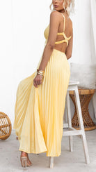 Alina Damen Maxikleid | Plissiert, V-Ausschnitt 3