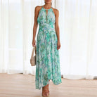 Boho Floral Swing Kleid für Damen – Elegantes Neckholder Sommerkleid aus Atmungsaktivem Stoff 2