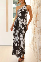 Dalia Damen Maxikleid | Ein-Schulter Blumenmuster, Festlich Sommer 2