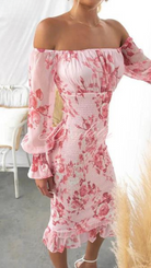 Dalia Damen Midi-Kleid | Schulterfrei mit Blumenmuster 1