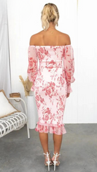 Dalia Damen Midi-Kleid | Schulterfrei mit Blumenmuster 3