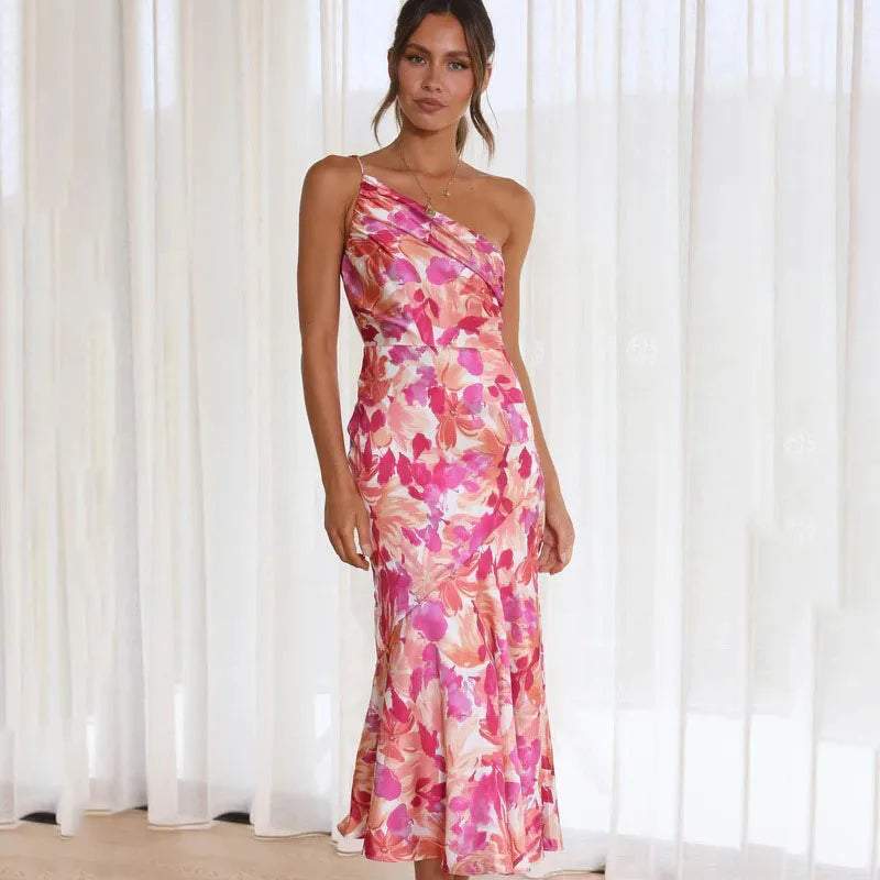 Eliza Damen Kleid | One-Shoulder Design mit Blumendruck 0