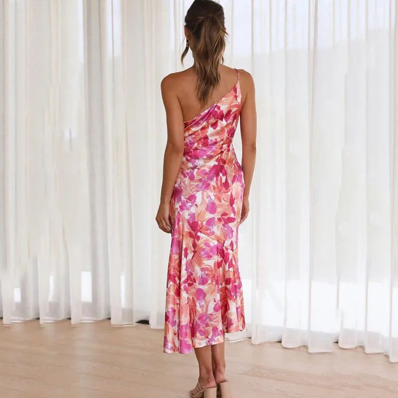 Eliza Damen Kleid | One-Shoulder Design mit Blumendruck 2
