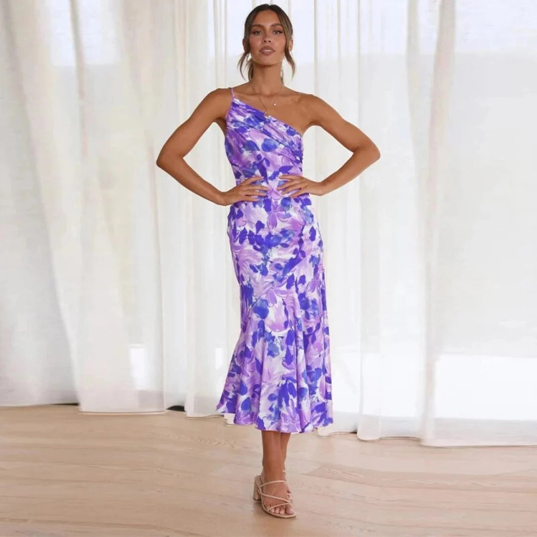 Eliza Damen Kleid | One-Shoulder Design mit Blumendruck 4