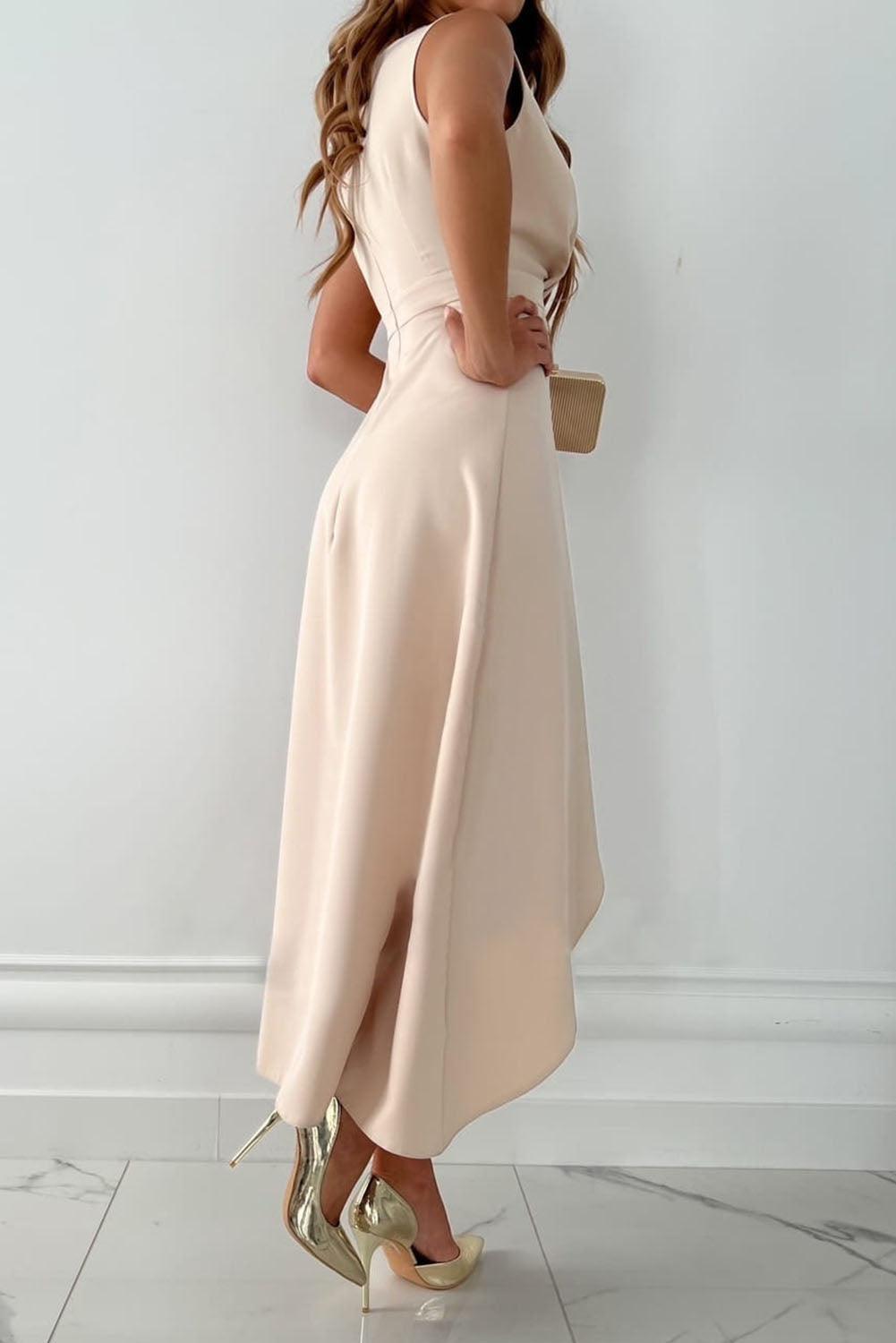 Fina Damen Wickelkleid | V-Ausschnitt, Elegante Rüschen für Hochzeitsgast und Festliche Anlässe 1