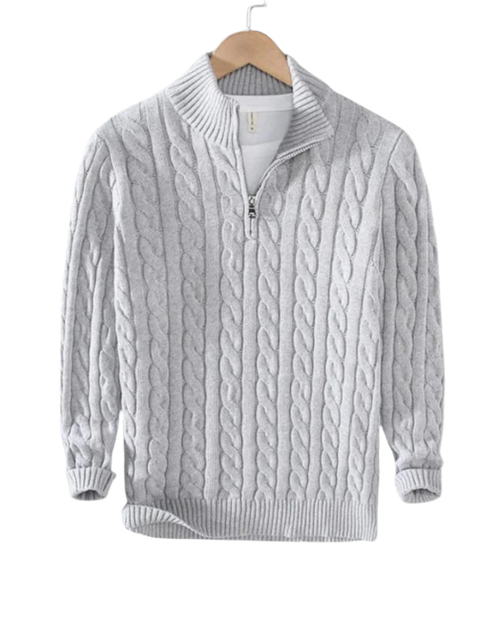 Herren Pullover in Grau mit halbem Reißverschluss und Stehkragen