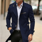 Herren Trenchcoat in Blau mit klassischem Reverskragen und elegantem Schnitt