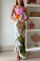 Iva Schulterfreies Maxikleid | Baumwolle-Polyester, Floral 1