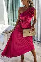 Lila Damen Kleid | Romantisches One-Shoulder-Design mit Blumenmuster 0