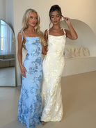 Lila Damen Maxikleid | Blumendesign, Verstellbare Träger 1