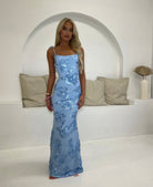 Lila Damen Maxikleid | Blumendesign, Verstellbare Träger 2
