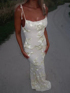 Lila Damen Maxikleid | Blumendesign, Verstellbare Träger 4