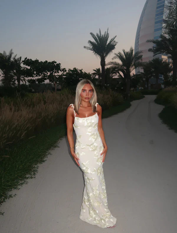 Lila Damen Maxikleid | Blumendesign, Verstellbare Träger 5