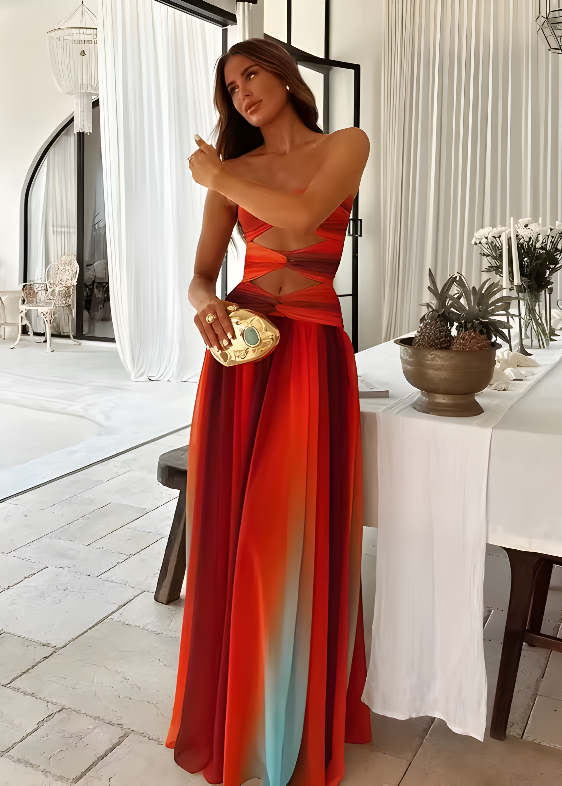 Salina Damen Maxikleid | Elegantes Design aus Polyester 0