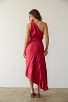 Selina Damen Midi-Kleid | Plissiertes Ein-Schulter-Design, Festlich 1