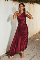 Selina Damen Midi-Kleid | Plissiertes Ein-Schulter-Design, Festlich 10