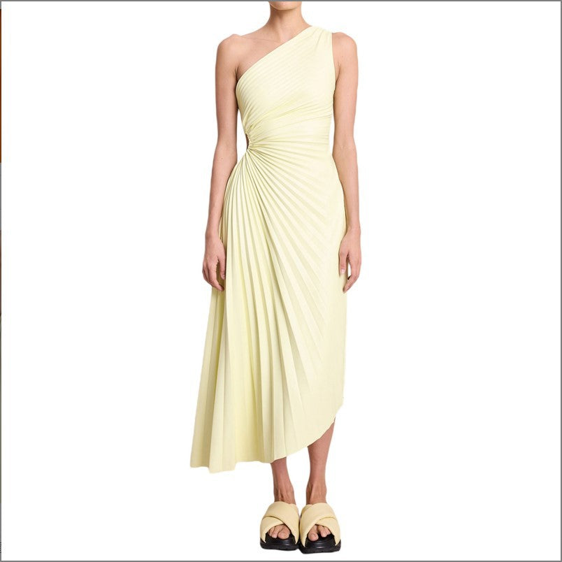 Selina Damen Midi-Kleid | Plissiertes Ein-Schulter-Design, Festlich 13