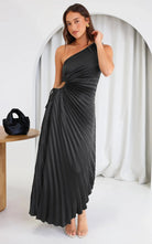 Selina Damen Midi-Kleid | Plissiertes Ein-Schulter-Design, Festlich 3