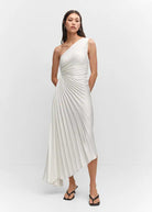 Selina Damen Midi-Kleid | Plissiertes Ein-Schulter-Design, Festlich 9
