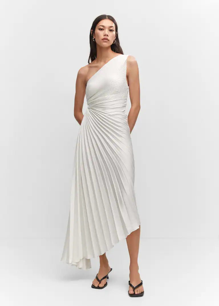 Selina Damen Midi-Kleid | Plissiertes Ein-Schulter-Design, Festlich 9