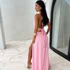 Sola Damen Maxikleid | Neckholder mit Hohem Seitenschlitz, Tailliert 7