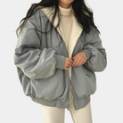 Haus92 Damen Oversize Pufferjacke in Grau – Frontansicht