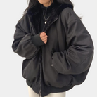 Haus92 Damen Oversize Pufferjacke in Schwarz – Frontansicht