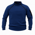 Herren Fleecepullover in Blau mit halbem Reißverschluss, Frontansicht ohne Model