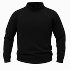 Herren Fleecepullover in Schwarz mit halbem Reißverschluss, Frontansicht ohne Modell